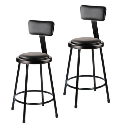 Otto 24 Inch Heavy Duty Commercial Grade Vinyl Padded Stool with Backrest