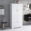 Armoire de rangement haute et large avec portes et tiroirs pour la salle de bain, le bureau et le salon-694803866