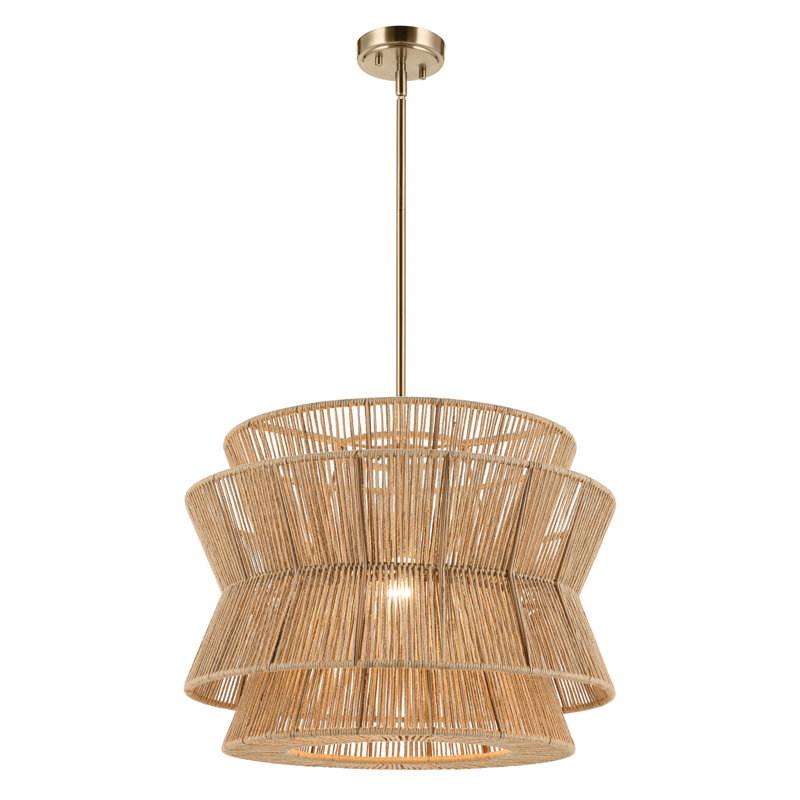 36" 4-Light Pendant with Jute Shade, 1, 16.75" H x 22" W x 22" D