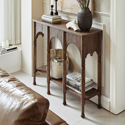 39.37" Brown Rectangular Solid Wood Console Table