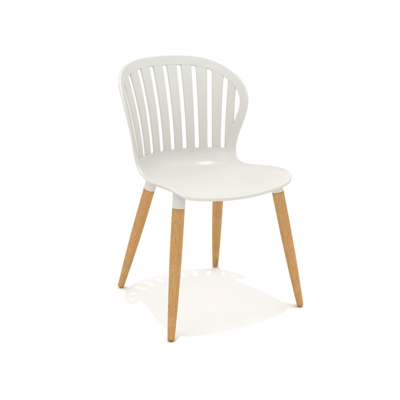 Chaises de salle à manger d'extérieur 100% bois Amazonia, Bois clair, Chaise blanche