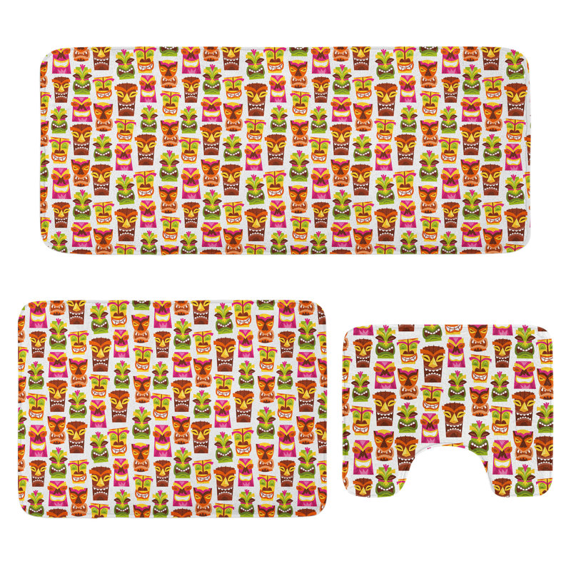  Multicolore ensemble de tapis de salle de bain Tiki Bar 3 pièces Tiki