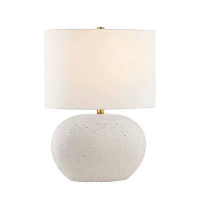 Lampe de table 23 po avec abat-jour en tissu Kathy, blanc / ivoire