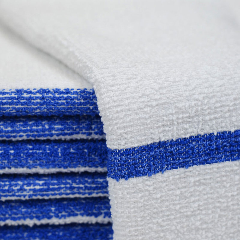 Linges de cuisine 100% coton 20 pièces 16 po x 19 po, Rayé bleu / blanc