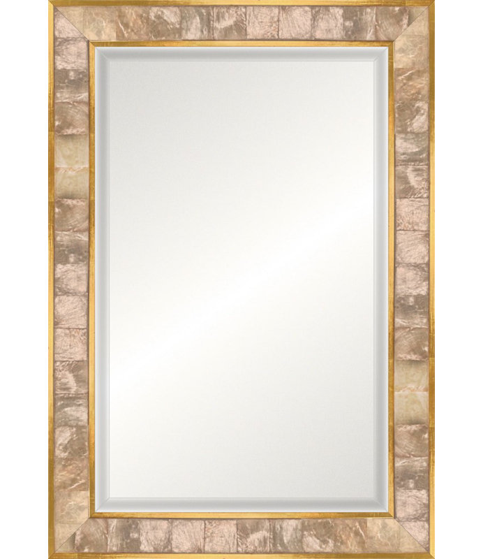 Miroir de salle de bain Capiz, Rectangle 20 po x 14 po, Biseauté, Capiz Capiz avec or