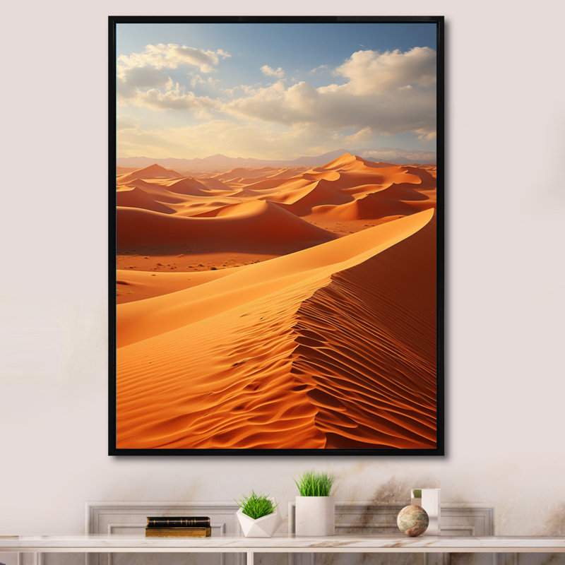 " Egypt Ancient Sands Desert III ", 44" H x 34" W x 1.5" D, Black Floater Framed