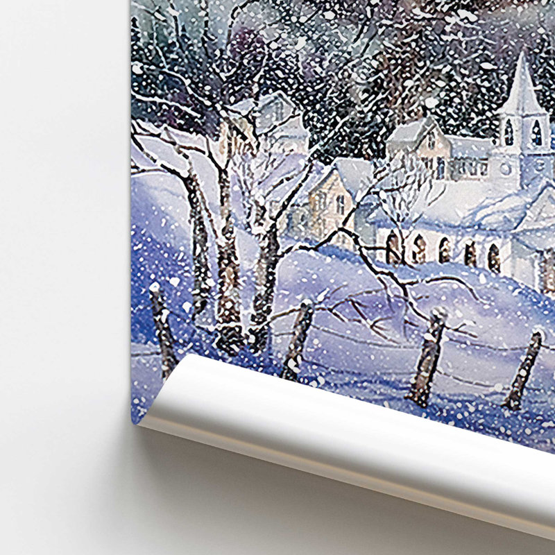 «Snowy Village Twilight», impression roulée, H 11 po x l 14 po, Sans cadre, papier