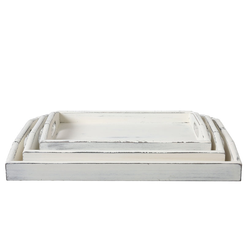 3 Piece Serving Tray Set, White