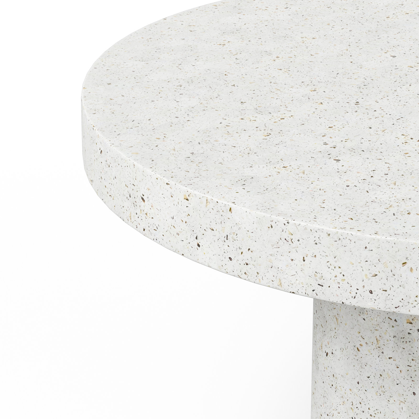 Kareen Concrete Pedestal Dining Table, Ivory Terrazzo, Dining Table (30.25" Height), 47.25" Round