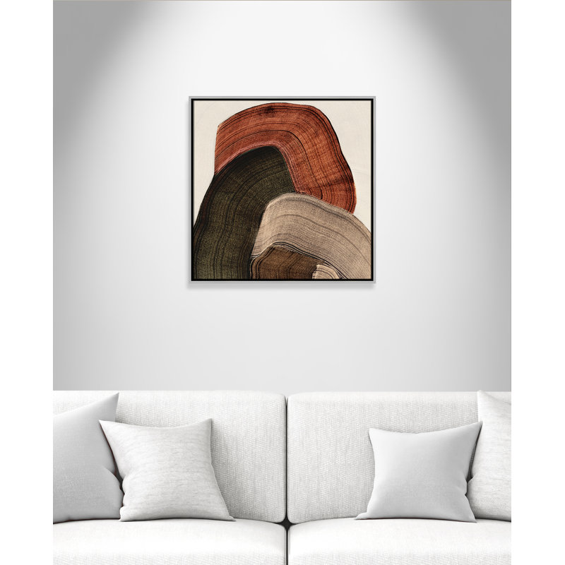 «Folded Earth I» par Casa Fine Arts, L 25,5 po x H 25,5 po, Toile avec cadre, Silver Floater