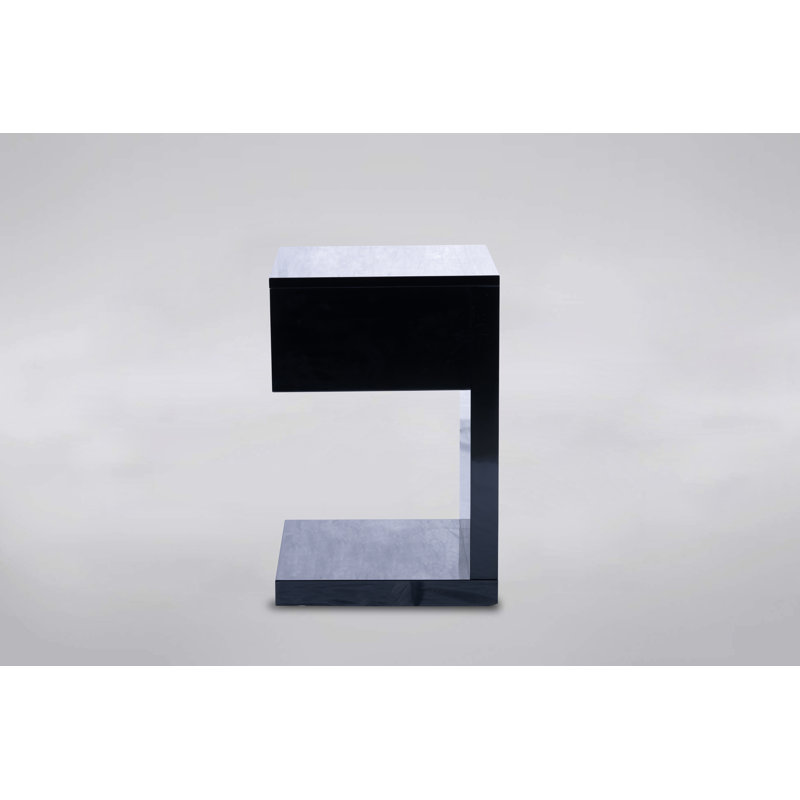 Montufar Side Table with Storage, Black