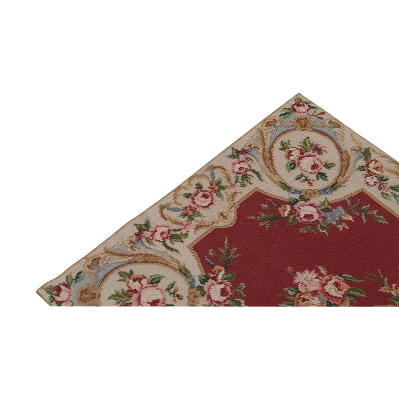 Tapis ivoire / bourgogne / vert noué à la main de haute qualité