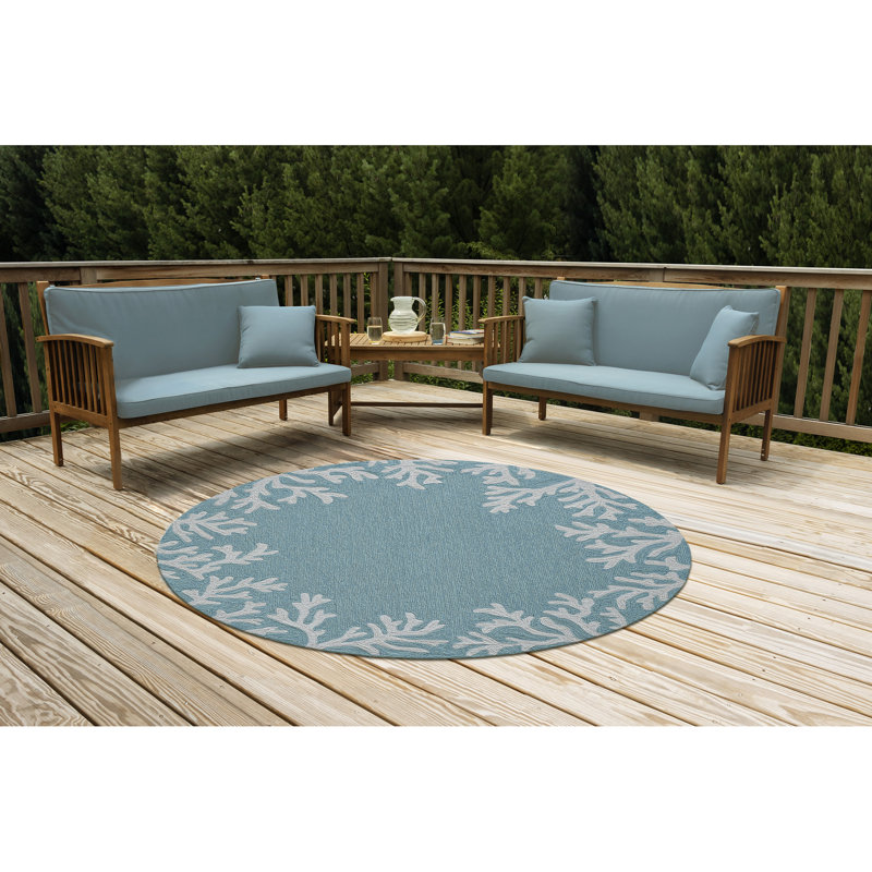 Bellavia Hand Tufted Floral Indoor/Outdoor Rug, Round 5'