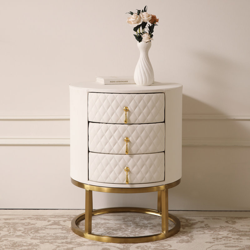 Eveanna 18.3'' W Nightstand, White/Gold