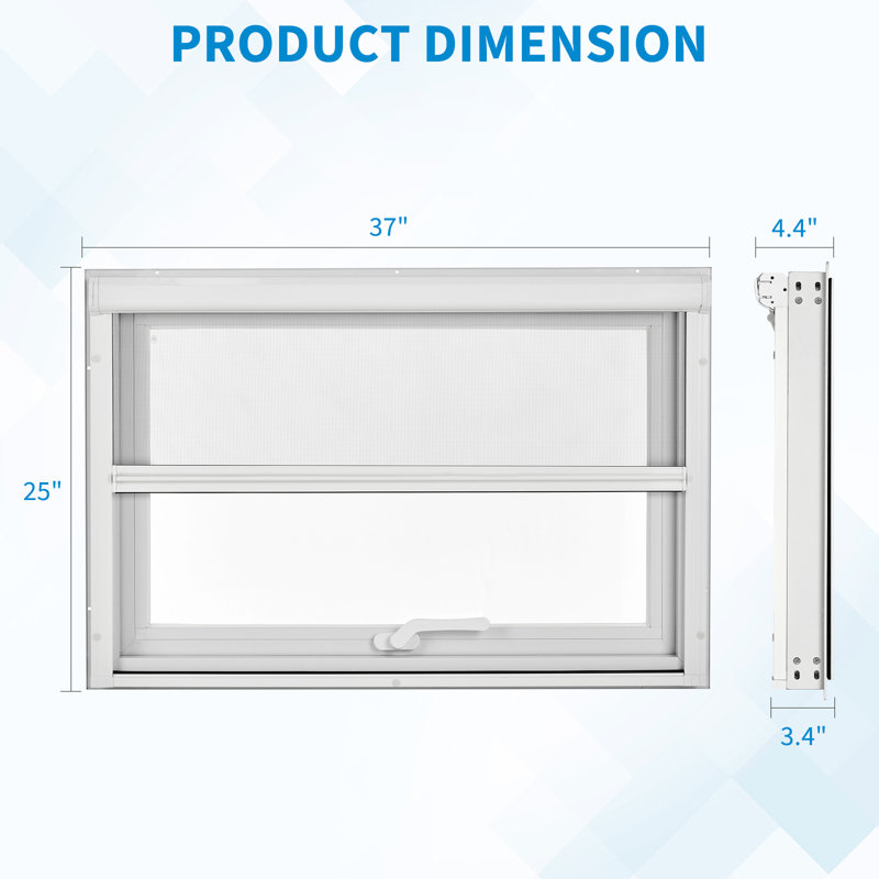 Fenêtre de toit coulissante 37 po x 25 po, fenêtre de sortie pivotante en verre trempé avec serrure de sécurité pour enfants, idéale pour le balcon, la cuisine et la salle de bain