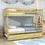 Lit superposé simple au-dessus de simple en bois avec lit gigogne et garde-corps Kelula-1713468074