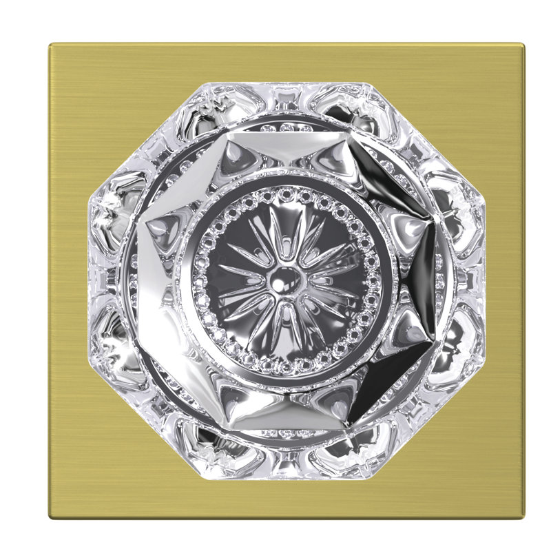 Alexandria Non-Turning Glass Knob with Collins Trim, Satin Brass