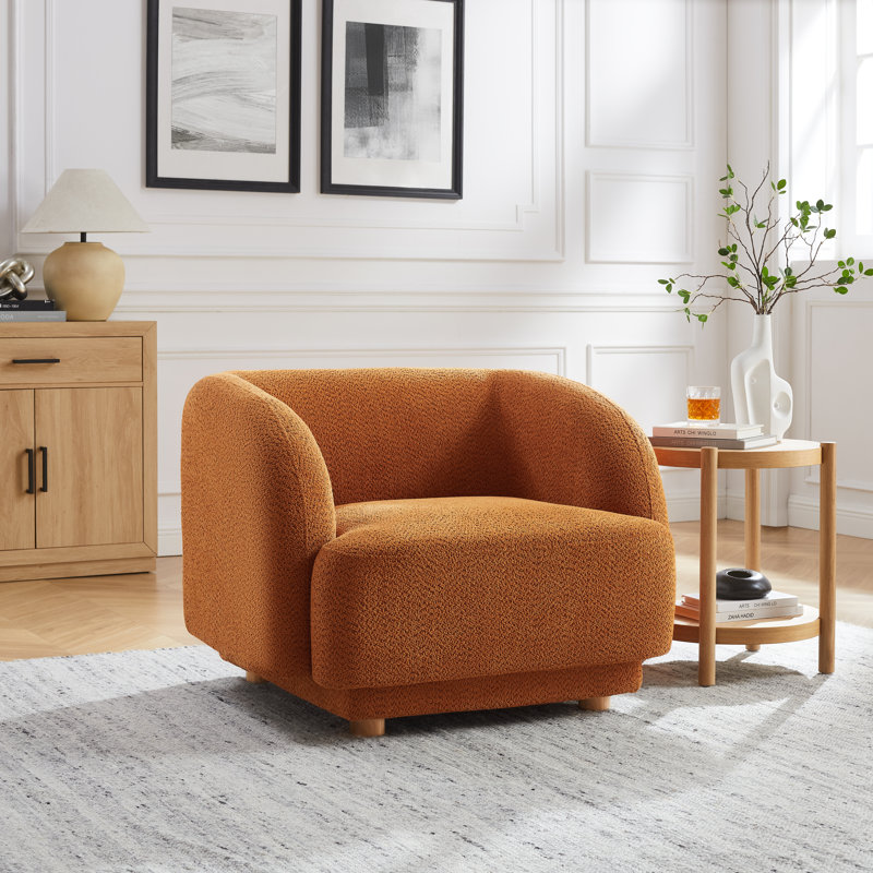 37" Wide Modern Barrel Chair, Plush Chenille Upholstered Accent Lounge Chair for Living Room, Bedroom, Study - Multiple Colors
