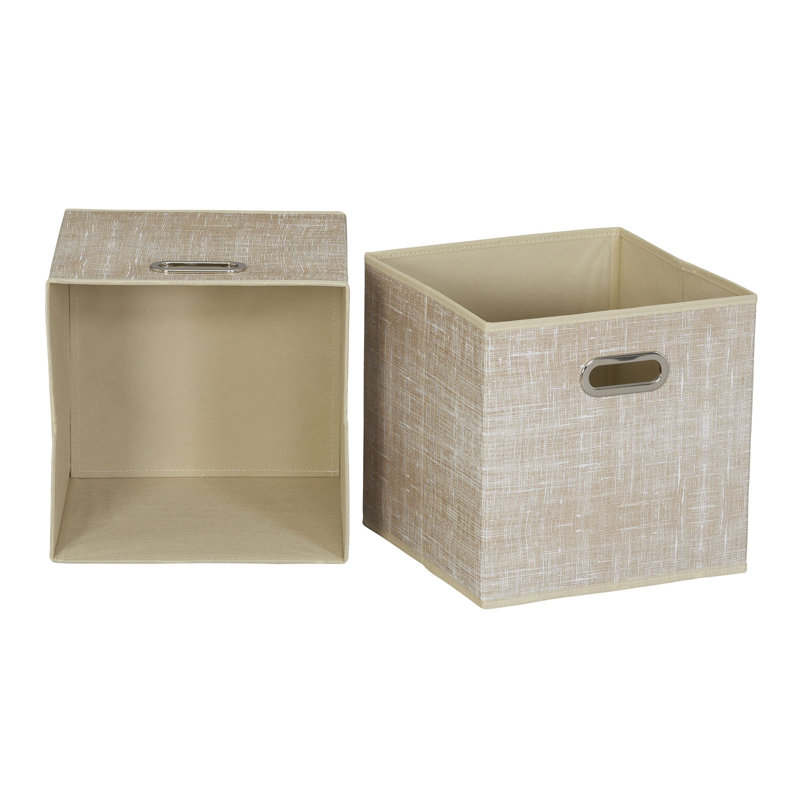 Wayfair Basics® Open Fabric Storage Bin Set, Tan Mix