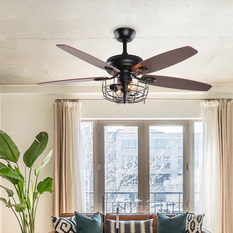 Paquette 52'' Ceiling Fan with Light Kit, Matte Black