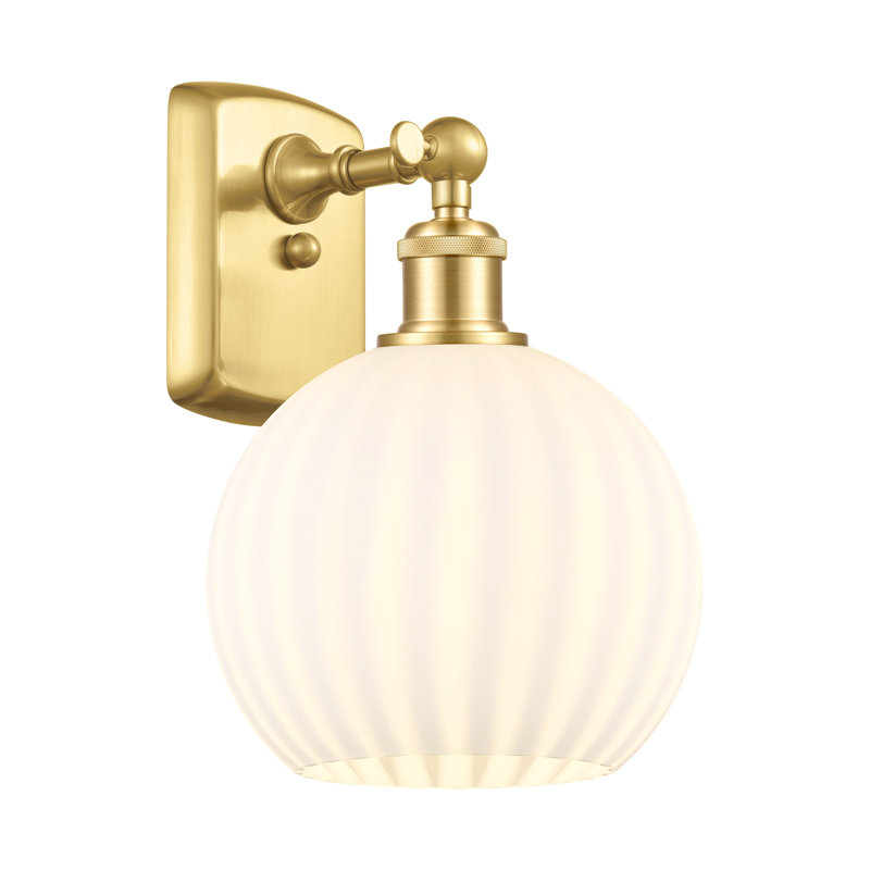 Berendina Steel Armed Sconce, Satin Gold, 11" H x 8" W x 8.13" D