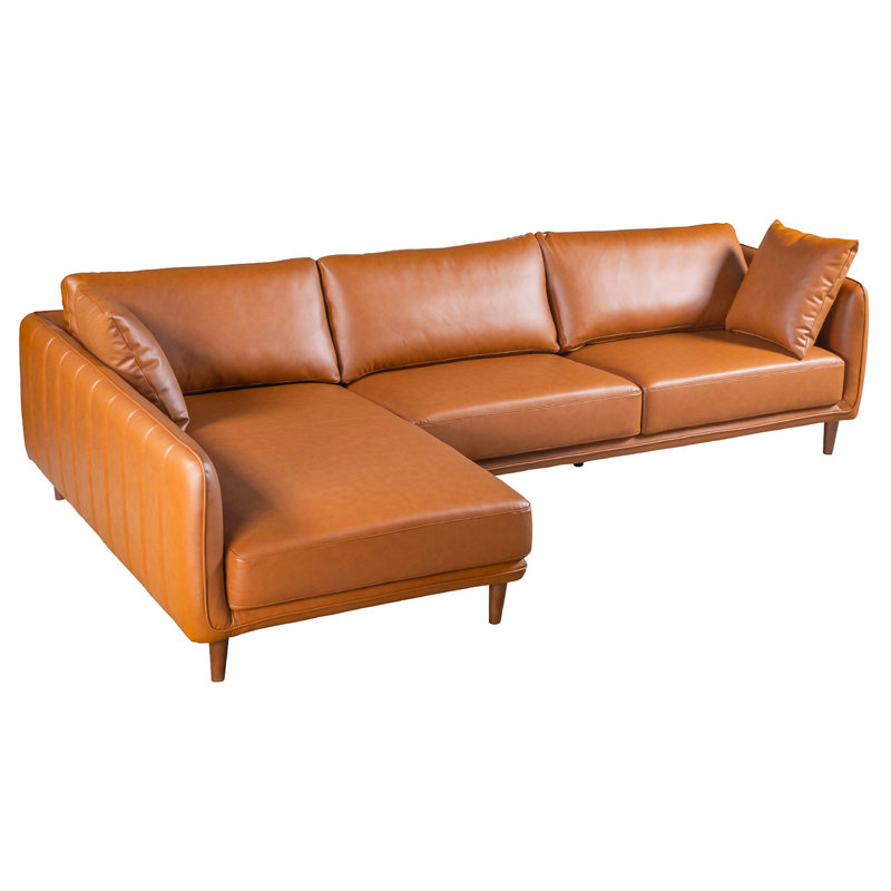 Canapé modulaire Cairo - Cuir végétalien cognac, Orienté à gauche (vu de face)