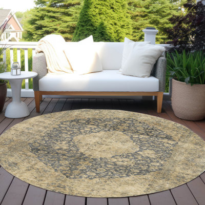 Machine Washable Indoor/Outdoor Cinead ACN1657 Charcoal Rug