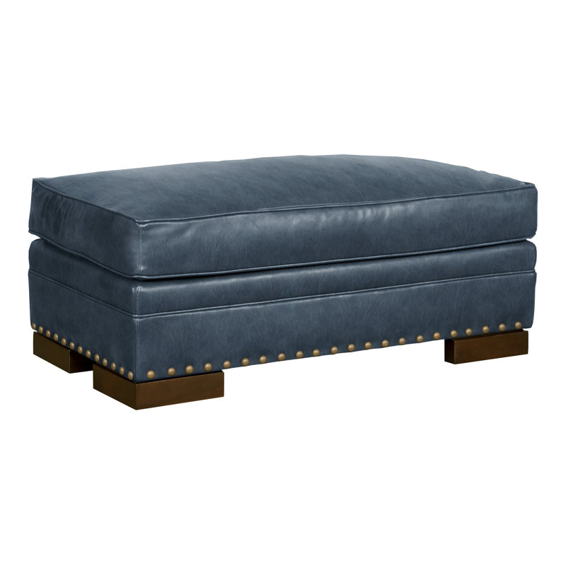 Riverside Upholstered Ottoman, Havana, Saloon Jeans Genuine Leather, No