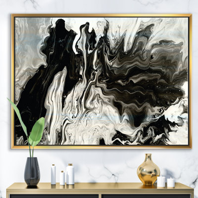 " White, Grey And White Hand Painted Marble Acrylic IX " Painting Print