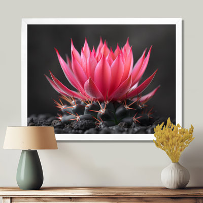 Cactus rose, gris, beauté florale - décoration murale cactus floral