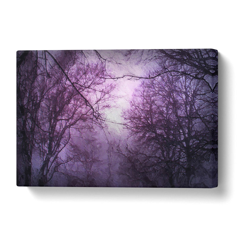 Purple Sky Behind The Winter Trees - Wrapped Canvas Painting, 35.6 cm H x 50.8 cm W