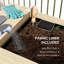 Lit de jardin surélevé spacieux, boîte de jardin surélevée en bois, avec table d'appoint, tablette inférieure, doublures de lit et trous de drainage-12757500