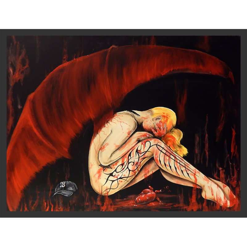 «Fallen Angel» par Damon Crook, reproduction d'art sur papier, H 32 po x l 24 po x P 1 po, Cadre noir, Pas de tapis