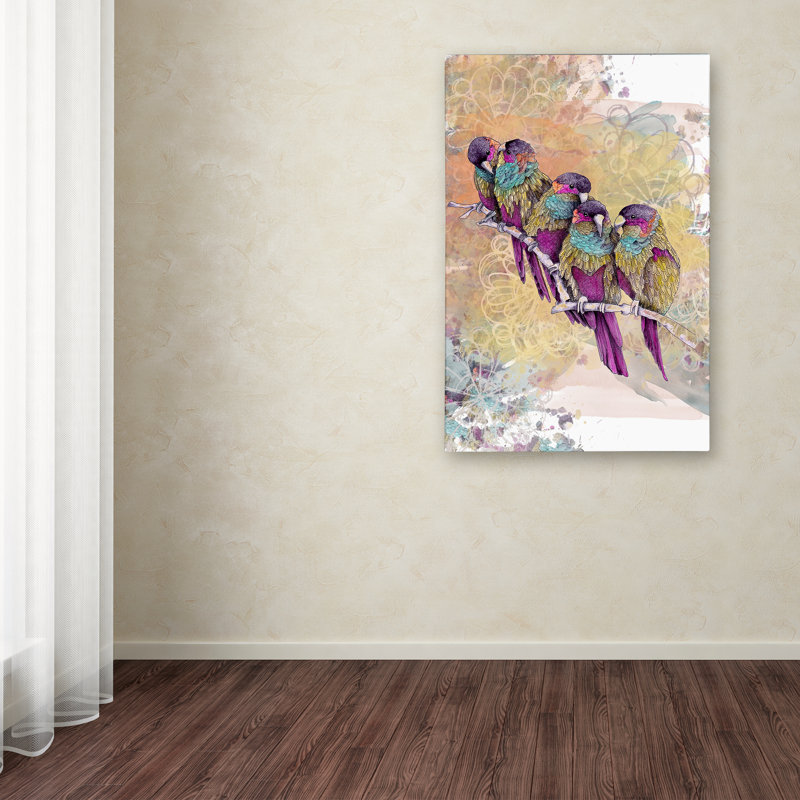 «Purple Parrots», impression sur toile tendue, H 32 po x l 22 po