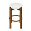 Tabouret d'intérieur rembourré en bois avec revêtement ivoire-1128866736-1128866767