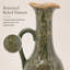 Vase en céramique vert olive à motif floral 7,1 x 6,1 x 14,2 pouces, vase à fleurs Home Decor