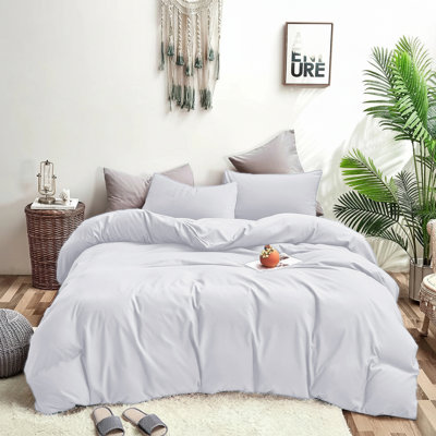 Plain Dyed Microfiber Duvet Cover Set with Pillowcases (3-Piece)