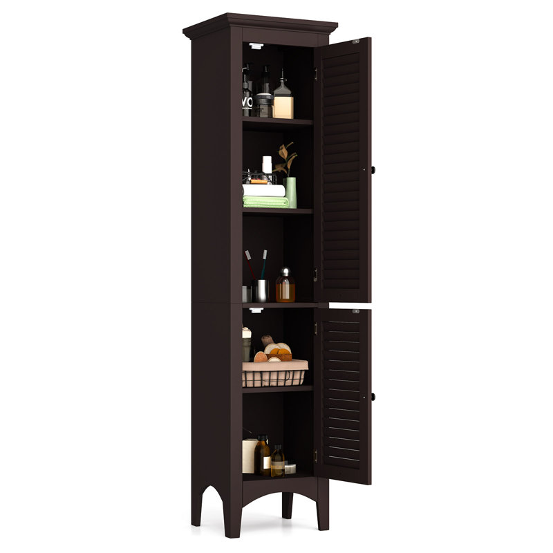 Nixin Freestanding Linen Cabinet, Coffee