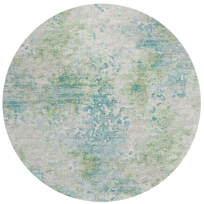 Waltrud Washable Abstract Indoor / Outdoor Rug, Round 8'