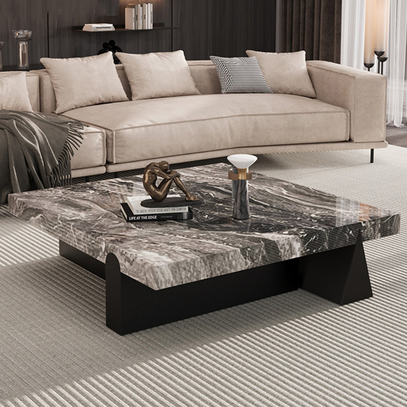 Table basse carrée claire, Multicolore-brun, H 13,8 po x L 47,2 po x l 47,2 po