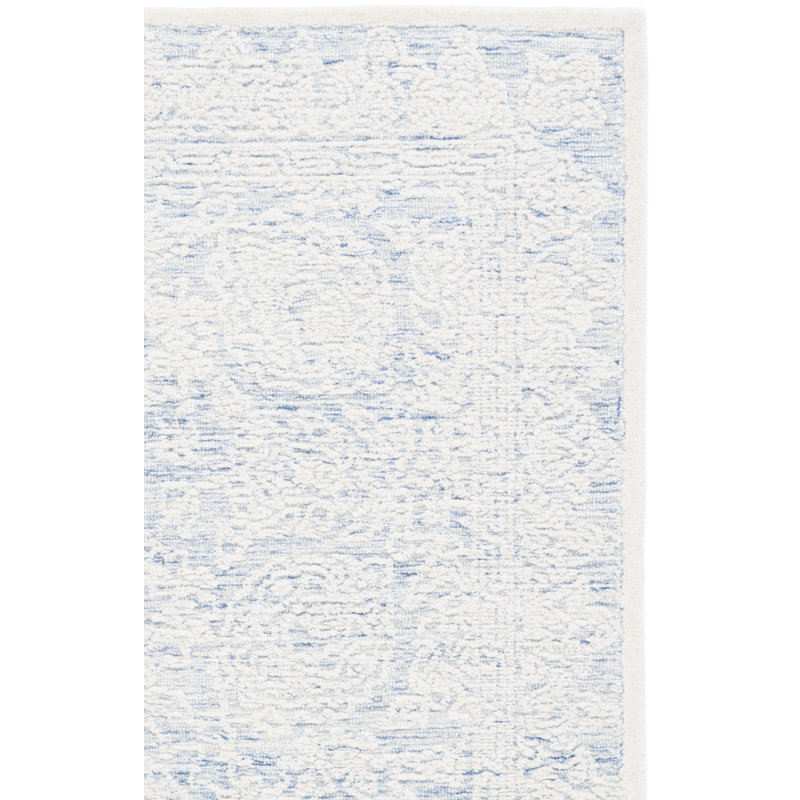 Kayllie Hand Tufted Wool Cotton with Latex Floral Rug in Blue/Ivory, Rectangle 6' x 9'