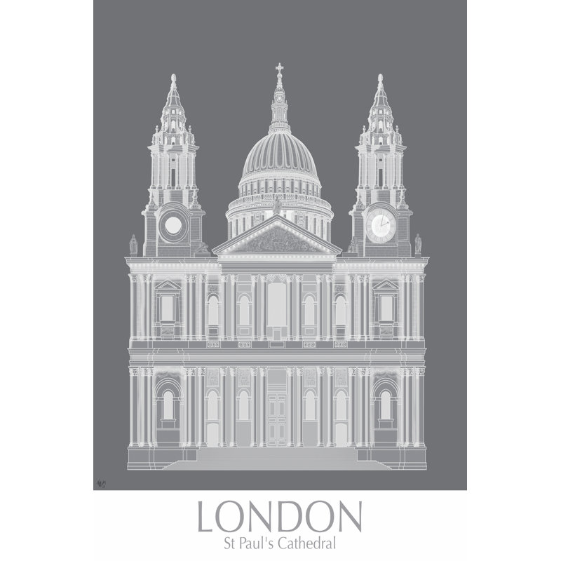 London St Pauls Monochrome by Fab Funky - Wrapped Canvas Print, 122cm H x 81cm W