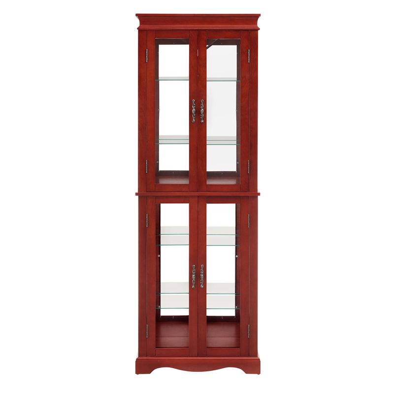 Vitrine lumineuse en verre éclairé, vitrine, armoire de rangement en verre, armoire à vin en verre, présentoir à jouets en bois pour le salon, la cuisine, le garde-manger, ampoule incluse, cerisier