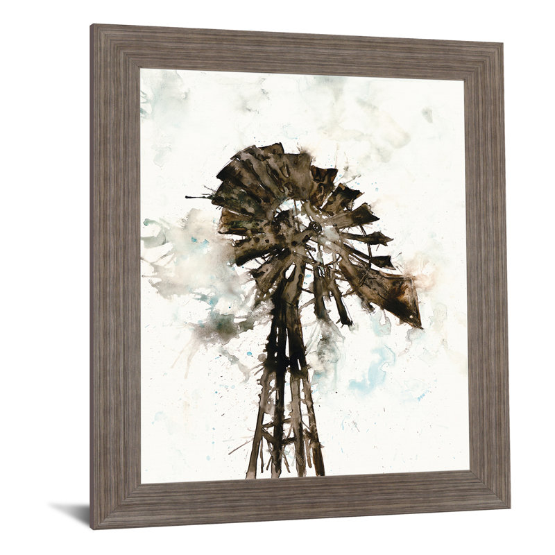 Rustic Windmill Wall Art - 28" x 34" - Tranquil Ash Frame