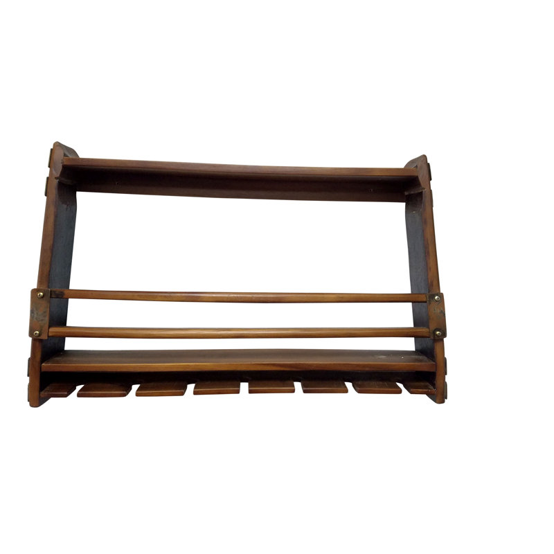 8 - Bottle Solid Wood Wine Bottle & Glass Rack in Brown