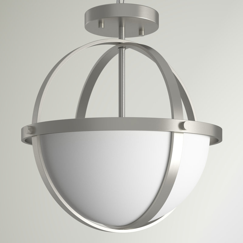 Luminaire suspendu sphérique à 2 lumières Balsamo, Nickel brossé