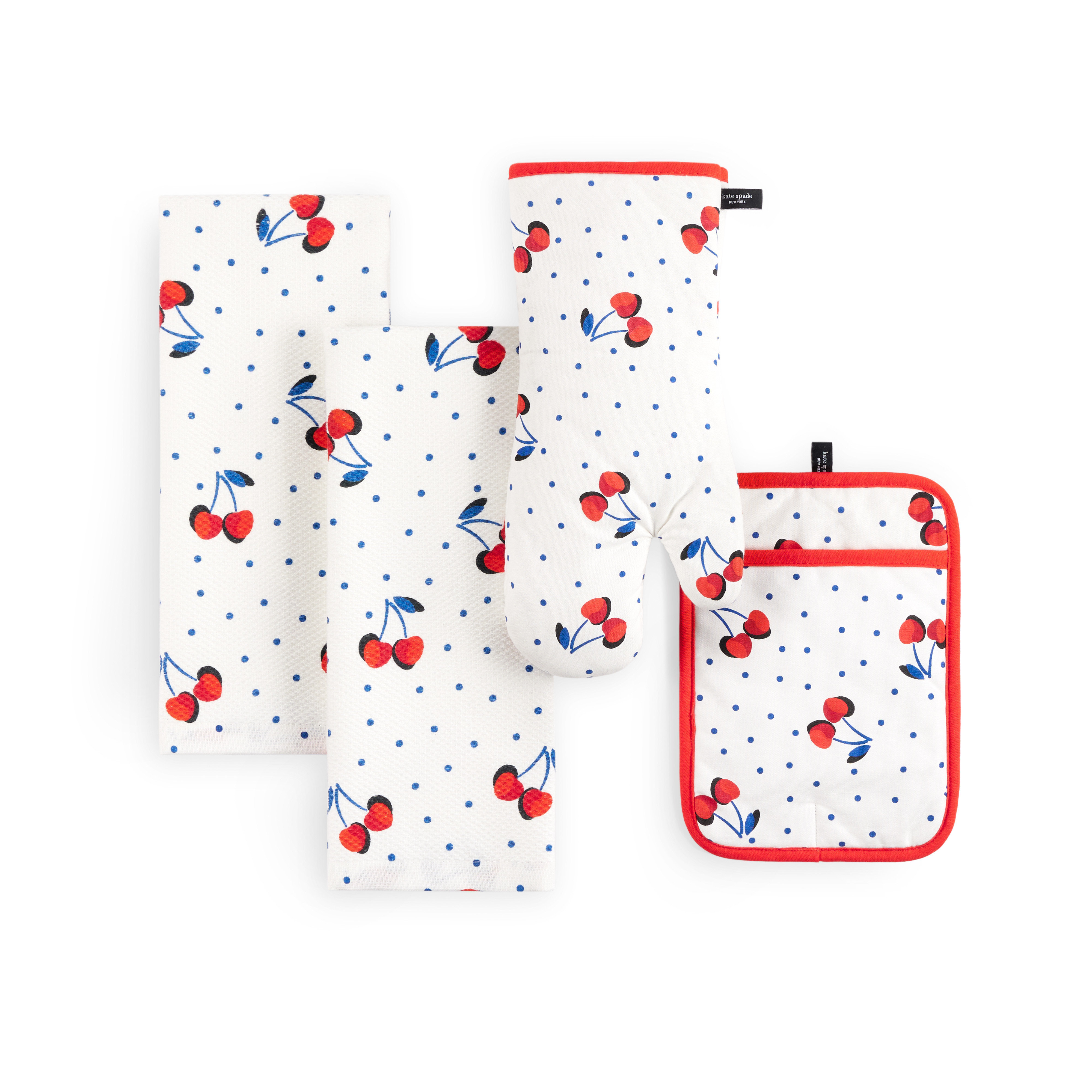 kate spade new york Loop and Dot Cherry Dot Kitchen Towel, Oven Mitt and  Potholder 4-Pack Set & Reviews