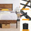 Structure de lit double Kempst avec tête et pied de lit en bois, lit plateforme rustique brun avec rangement sous le lit, sommier à lattes robustes, aucun sommier requis, silencieux, assemblage facile-1772154913-1878432382
