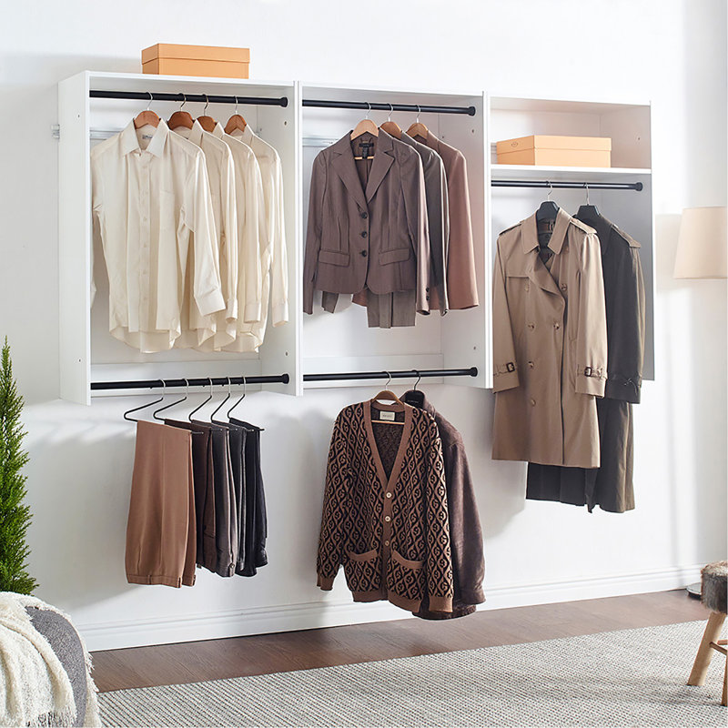 Devi White Wall Mounted Wood Closet System, White
