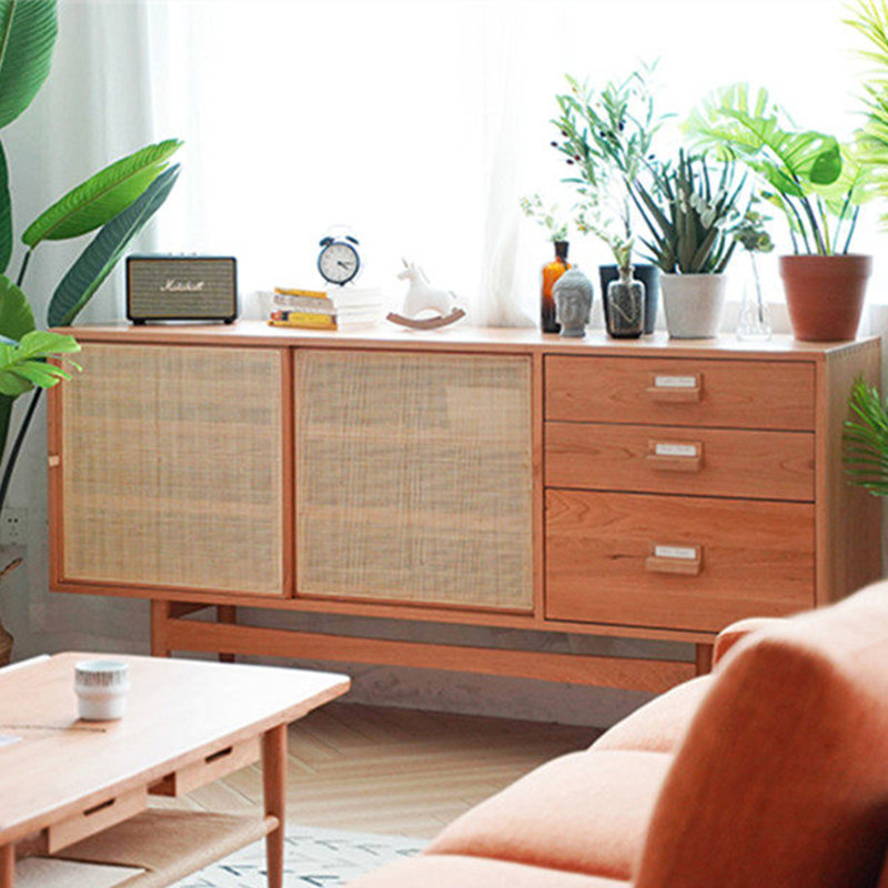 Buffet nordique minimaliste moderne, Burlywood / bois de cerisier